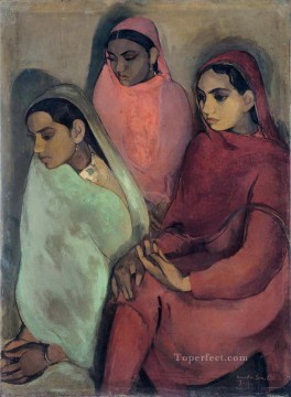 アムリタ シャー ギル 3 人の女の子 1935 インド Oil Paintings